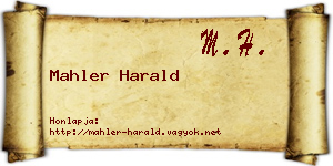 Mahler Harald névjegykártya